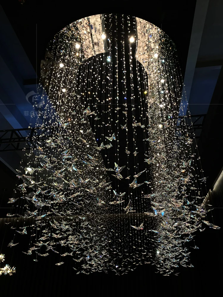 

Villa duplex stair chandelier shopping mall hotel lobby butterfly lamp sales department sand table
