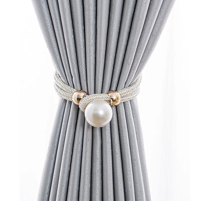 

1pc/2pcs European style modern and minimalist night pearl curtain straps without punching, installation, and drawstring