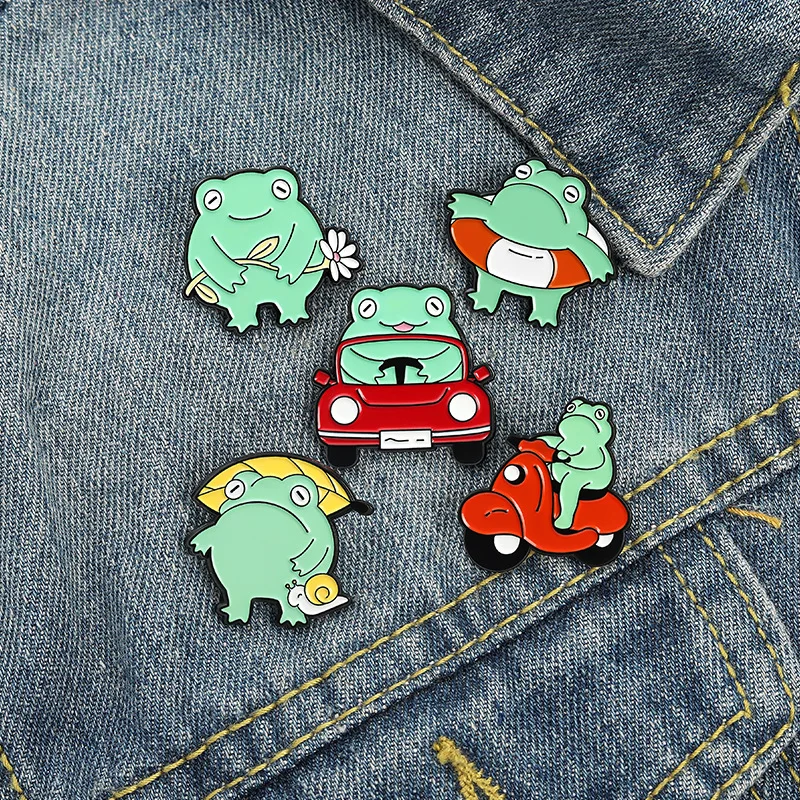 

Cute Funny Frog Brooches Gesture Animal Enamel Pin Denim Lapel Bag Pin Anime Froggy Metal Badge Jewelry Gift for Friends Gift