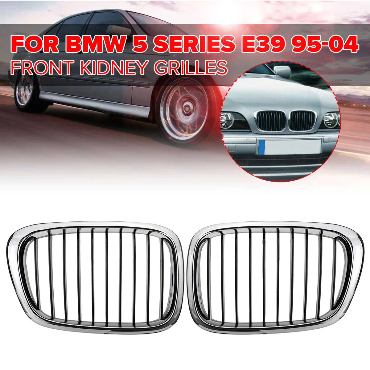 Хромированная решетка радиатора переднего бампера для BMW E39 M5 5 Series 525i 528i 530i 1997-2004 1