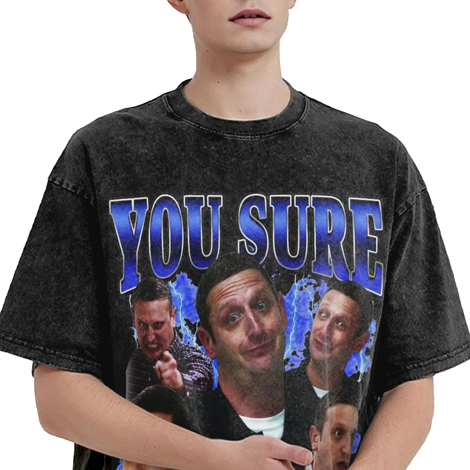 Промытая футболка You Sure About that Tim Robinson Футболка в стиле хип-хоп Harajuku Уличная одежда