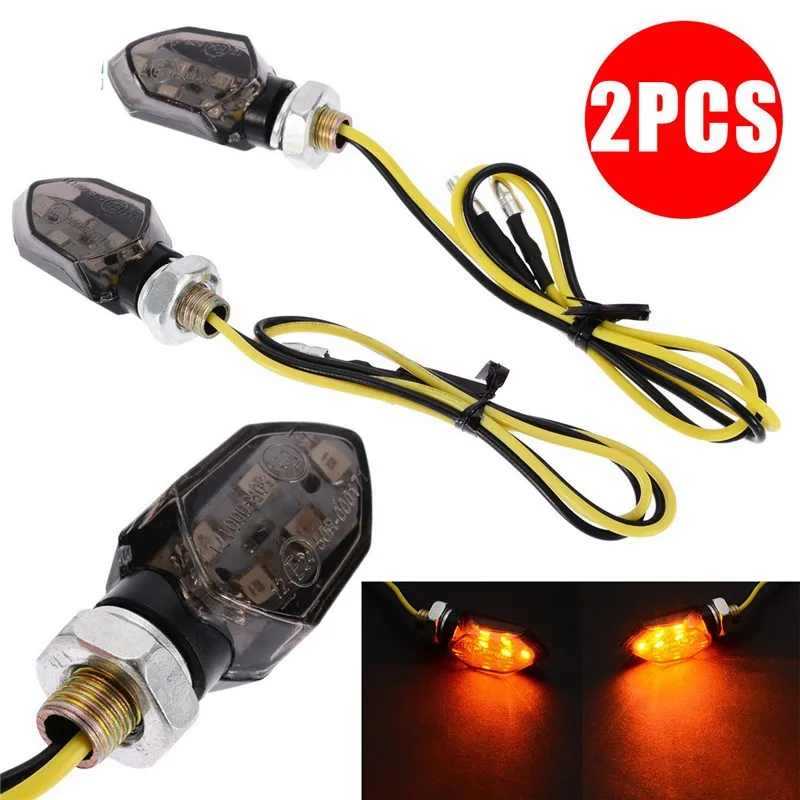 

2pcs Mini Motorcycle LED Turn Signal Indicators Light Amber Blinker Super Bright Lamp Universal