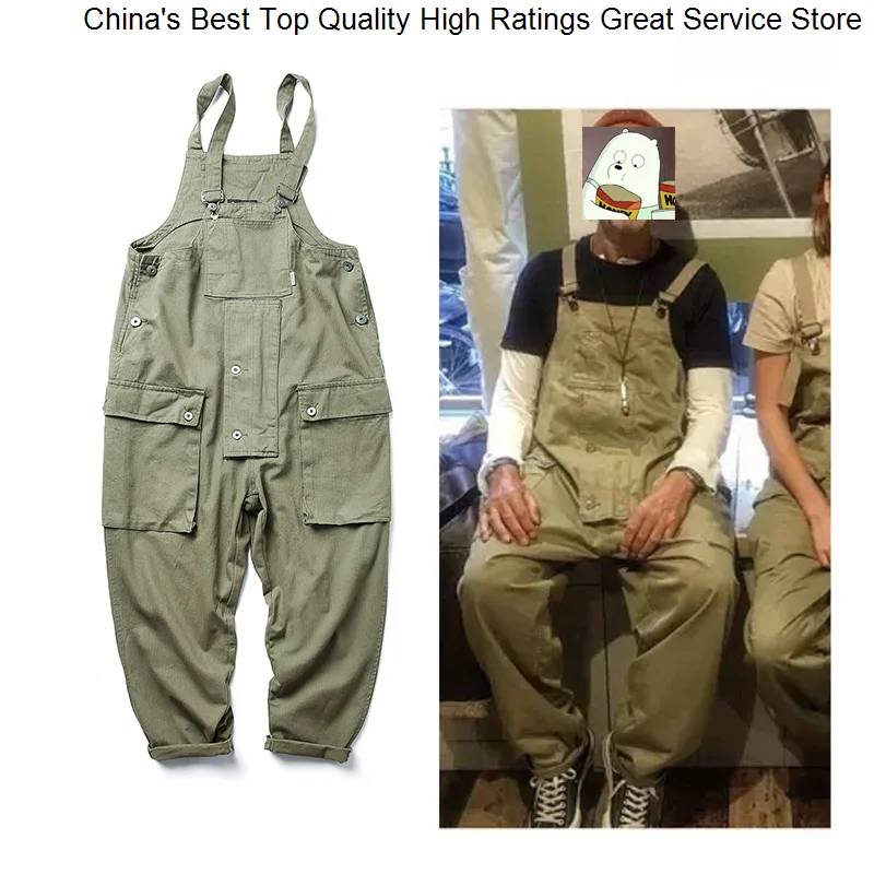 

Jumpsuit Streetwear Suspender Harajuku Overalls Loose Straight Pants Pocket Bib Men's Casual Trousers Jump