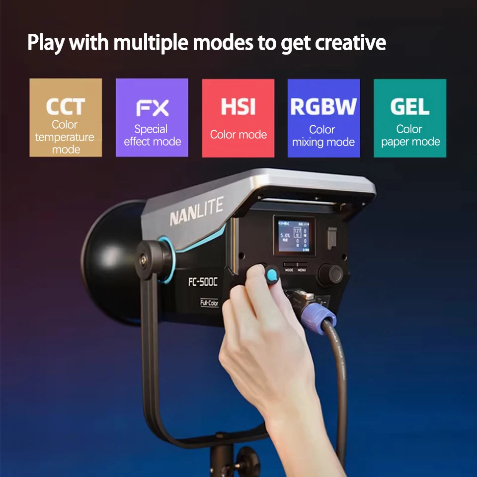 Фото Светодиодный видеосвет Nanlite FC-500C RGB Spotlight RGB 2700-7500K, 500 Вт, полноцветный моноблок для киносъемки №3