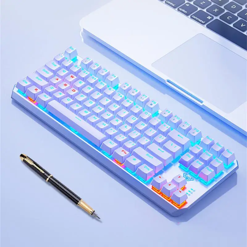 

Механическая игровая клавиатура 87 клавиш, проводная клавиатура с RGB подсветкой и красным переключателем, с защитой от фиктивных нажатий, для геймеров и ПК