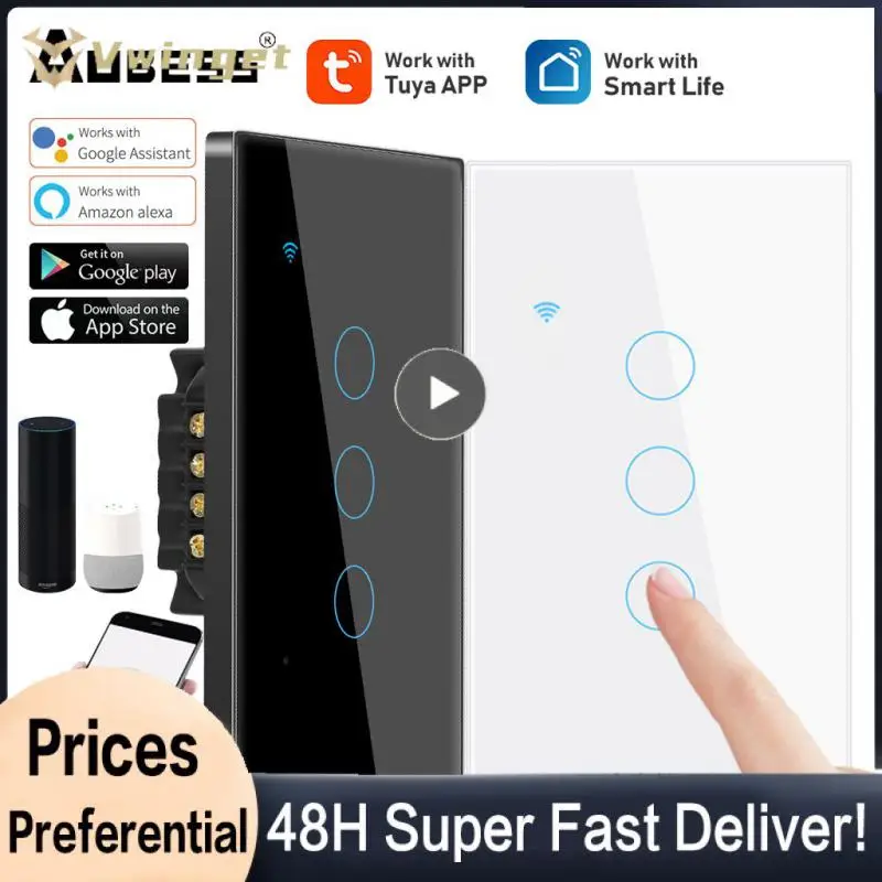 

1~8PCS Easy Setting Up Neutral Wire Single Fire Switch Three Control Methods Smart Home Light Wall Button Voice Control