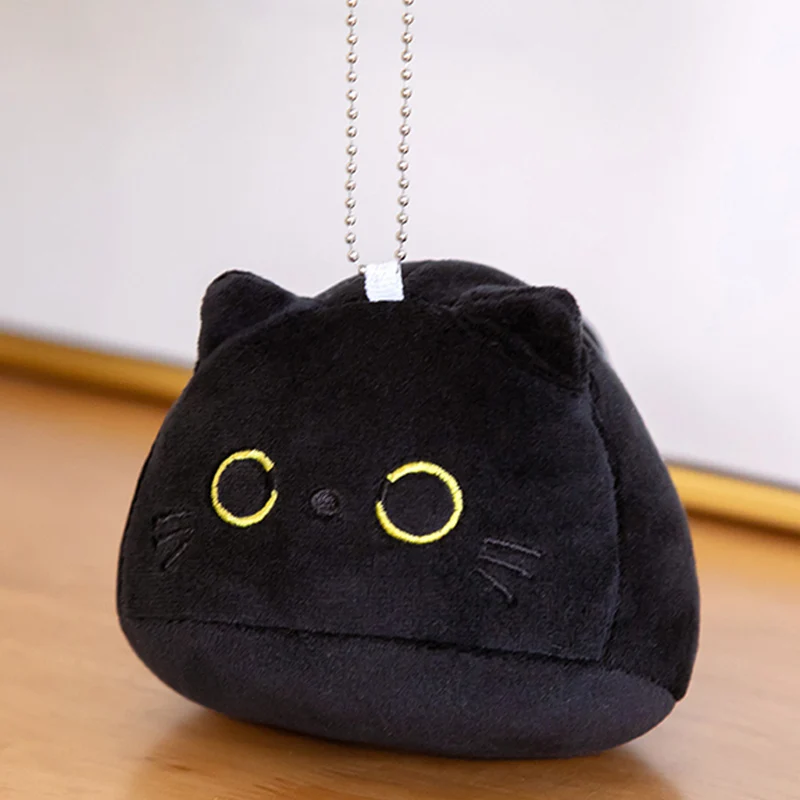 

10-15 см мини черный круглый Кот плюшевый рюкзак кулон Мягкая игрушка животное круглая киска милая мягкая кукла детский школьный рюкзак украш...