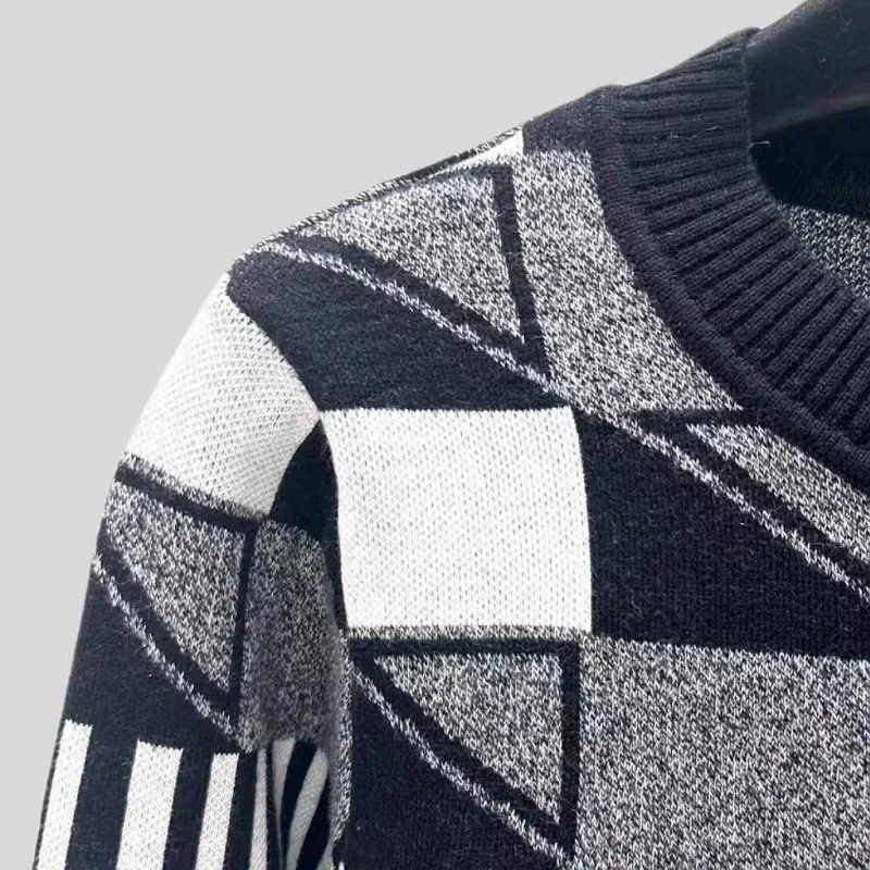 Модный твидовый стиль черный белый цвет блокирующий нерегулярный клетчатый топ