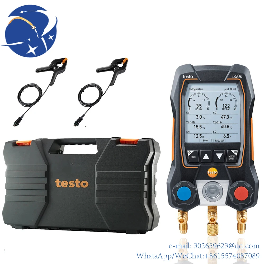 

yyhctesto 550s Smart digital manifold with Bluetooth and 2-way valve block with fixed cable clamp temperature probes 0564 5501