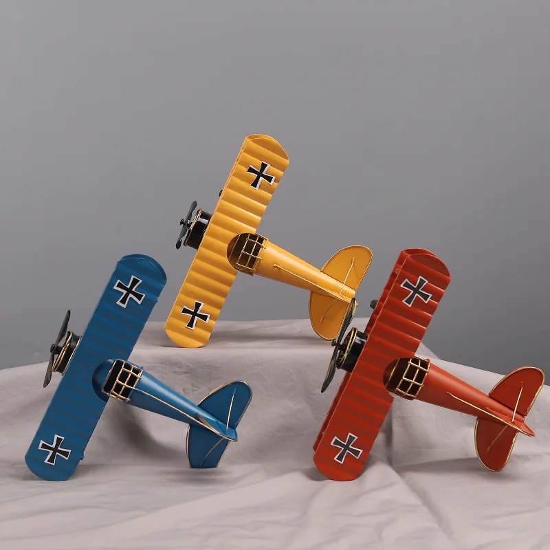 

Zakka Retro Metal Crafts Wrought Iron Airplane Model Ornaments Home Wine Cabinet Porch Decoration Ornaments Gifts Toys