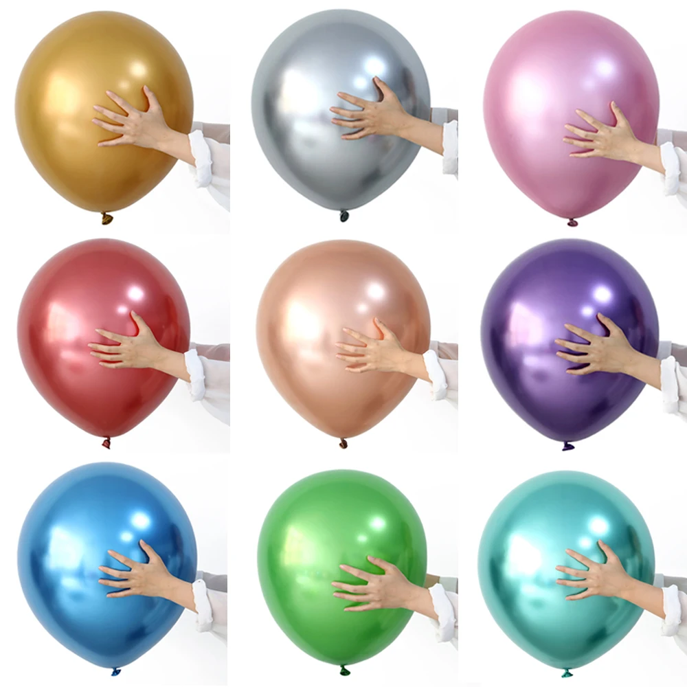 

2pcs 18inch Chrome Rose Gold Latex Balloons Gold Silver Blue Metallic Helium Globos Birthday Party Wedding Decoration Supplies