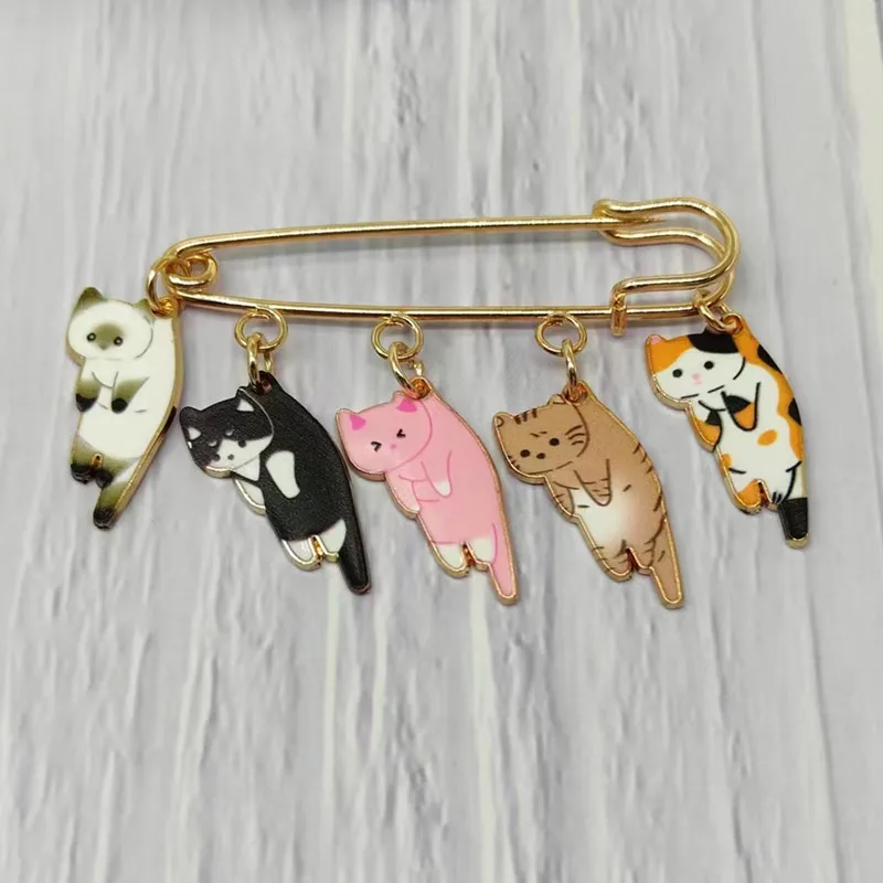 Новая мода Kawaii эмалевая Кошка Животное Милая кошка пара брошь из сплава