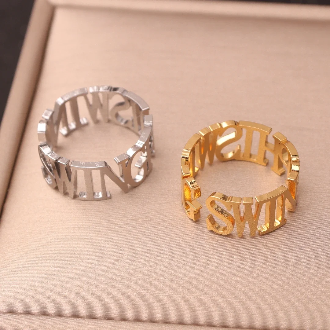 Индивидуальное двойное кольцо с именем парное модное семейное регулируемое