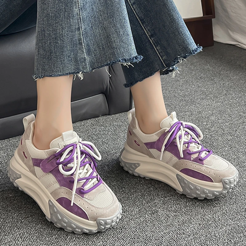 Женские кроссовки на платформе Повседневная Уличная обувь удобные шнуровке для