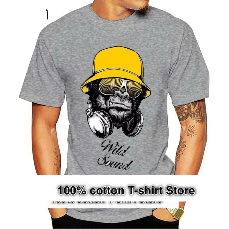 

New Men T Shirt 2019 Hip hop Brand new Clothing Tops Musik Affe Gorilla Music Monkey Motiv Crazy Soundche guevara T-shirt