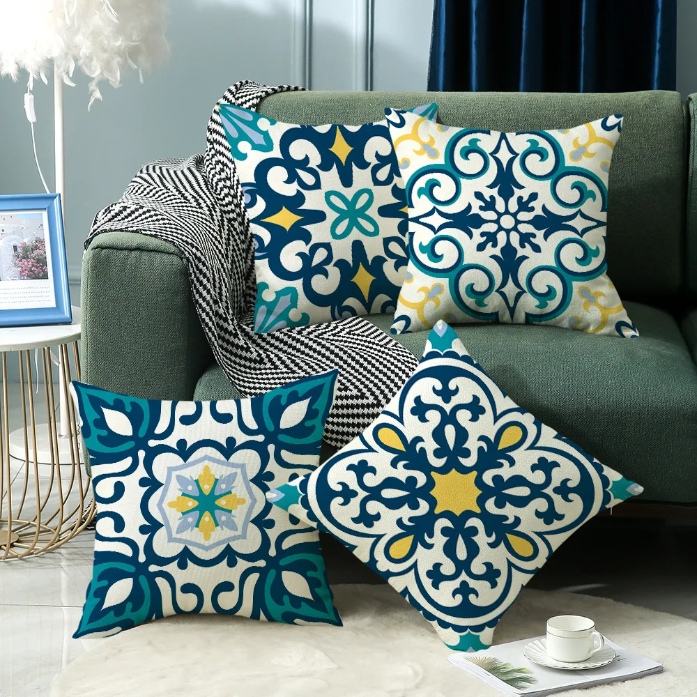 

New Bohemian pillow Mandala sofa cushion Office linen pillow cover living room sofa 45*45cm