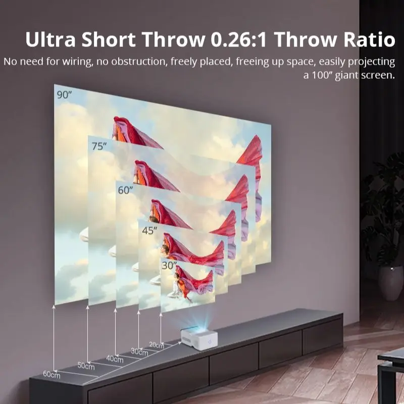 Умный портативный проектор 4K D071 с сенсорной панелью макс. 100 дюйма