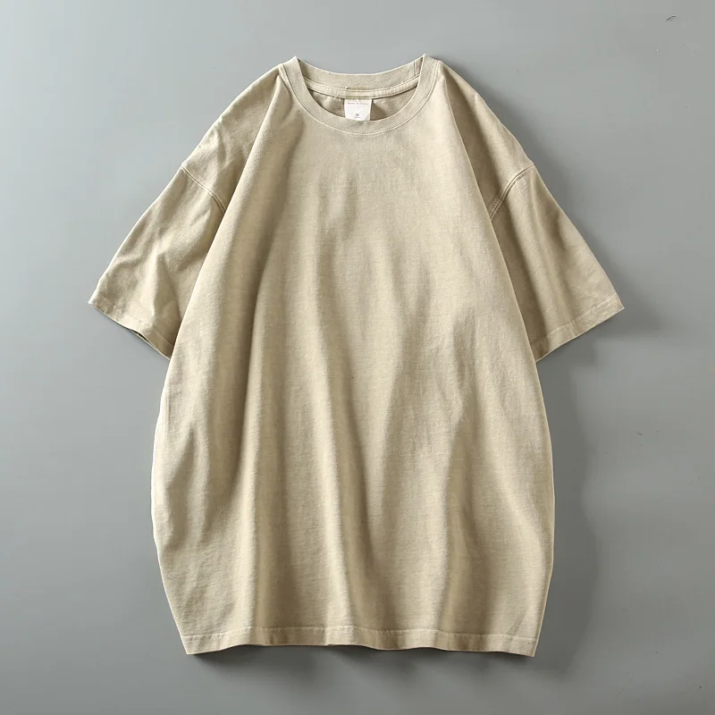 Summer Batik Distressed High-Weight Cotton Washed Men's Loose Casual All-matching Drop Shoulder round Neck Short sleeve T-shirt |