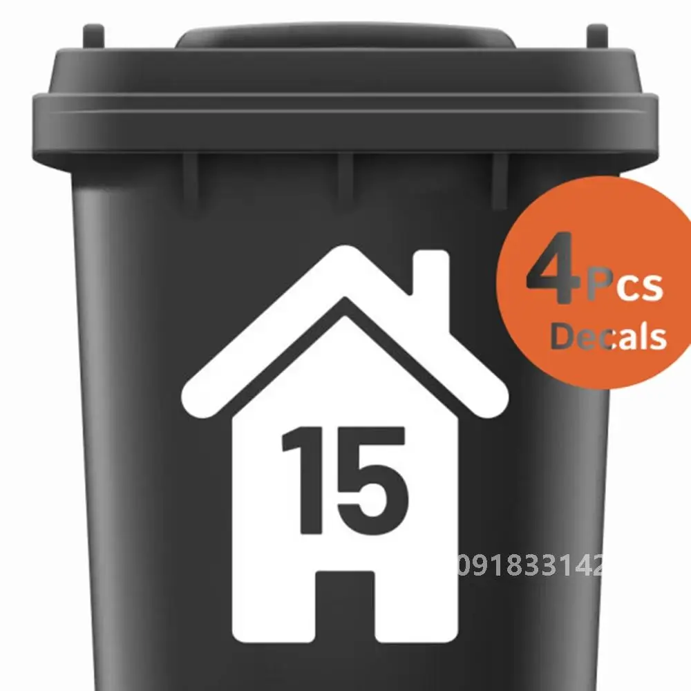 4 шт. персонализированное мусорное ведро для колес контейнер с номером дома