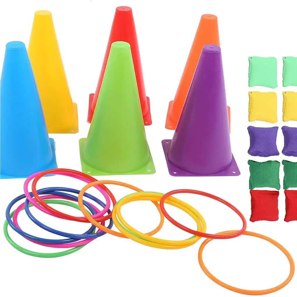 

3 in 1 Children Colorful Ring Throwing Toss Game Set Funny Indoor Outdoor Sports Kids Toy