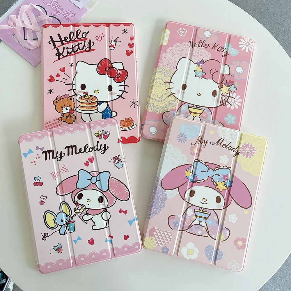 

Sanrios Hellos Kitty вращение на 360 ° с лотком для ручек для IPad Air 2021 10,2 Mini 6 Air 4 10,9 IPad Pro 11 12 дюймов силиконовый чехол