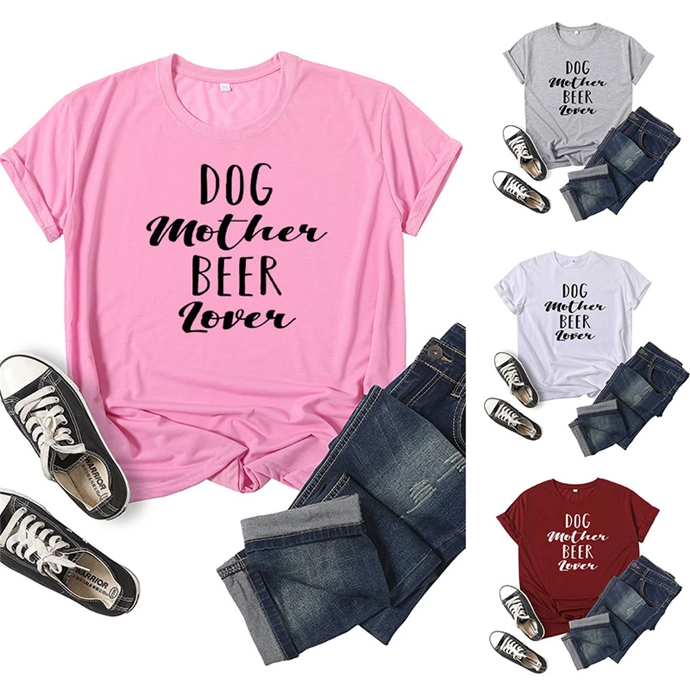 

Dog Mom Letter Women T Shirt Short Sleeve Women Tshirt Tee Shirt Tops