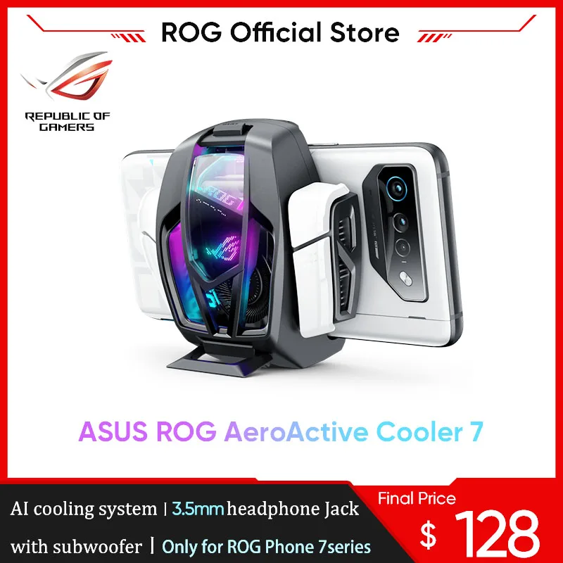 Asus ROG AeroActive Cooler 7 для ROG Phone 7/7 Ultimate Funcooler, держатель вентилятора охлаждения с сабвуфером, аксессуары для игровых телефонов ROG