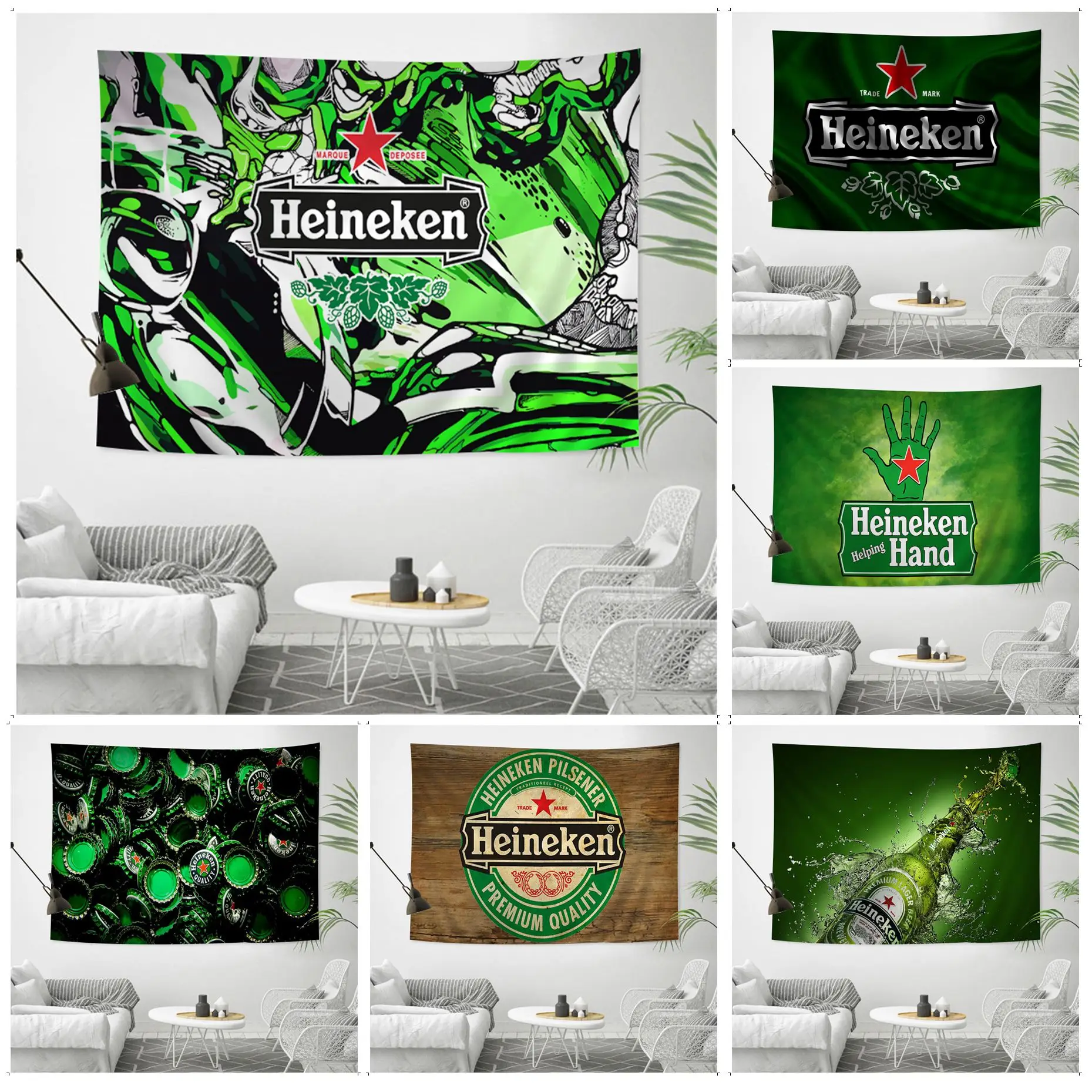 

Heineken Hippie Wall Hanging Tapestries For Living Room Home Dorm Decor Japanese Tapestry