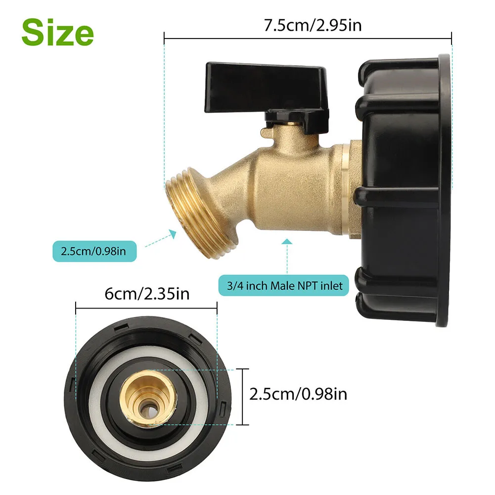 

275-330 галлонов IBC Tote адаптер для резервуара для воды 2 \ "латунный шланг с крупной Резьбой Клапан соединитель для полива сада
