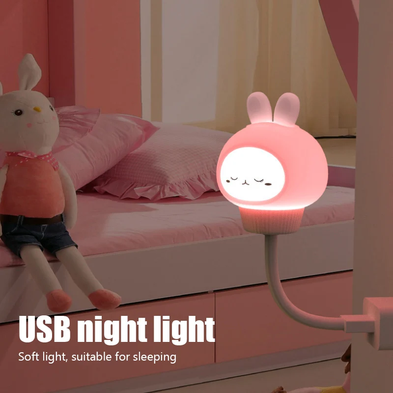 

Портативный светодиодный ночник, милый мультяшный Декор для спальни, прикроватная лампа с защитой глаз и пультом дистанционного управления, рождественский подарок