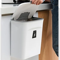 7L 9L Wall Mounted Trash Can For Kitchen Cabinet Door Storage Smart Bucket Washroom Recycling Hanging Punch Free Trash Bin Can