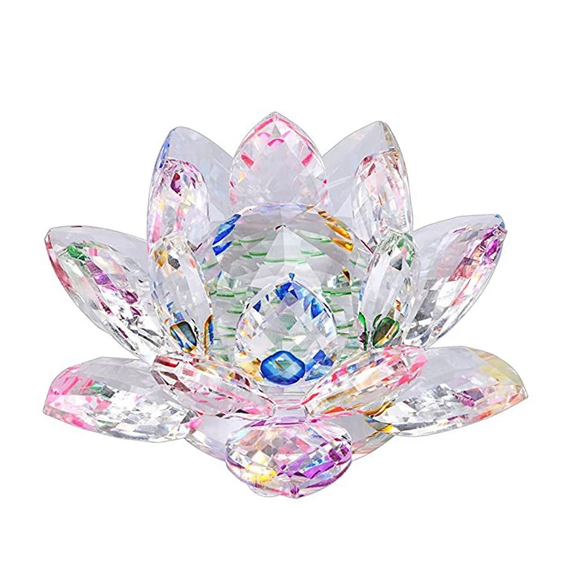 

Glitter Crystal Lotus Flower Hue Reflection Feng Shui For Home Decor Wedding Party(4.7 Inch/ 12CM)