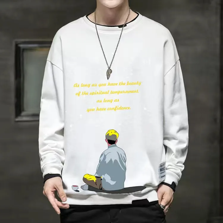

Mens Casual Sweatshirts Hoodie Men Fake Two Pieces Multi Color O-Neck Fashion Harajuku Style Male Sweatshirt 2022 New