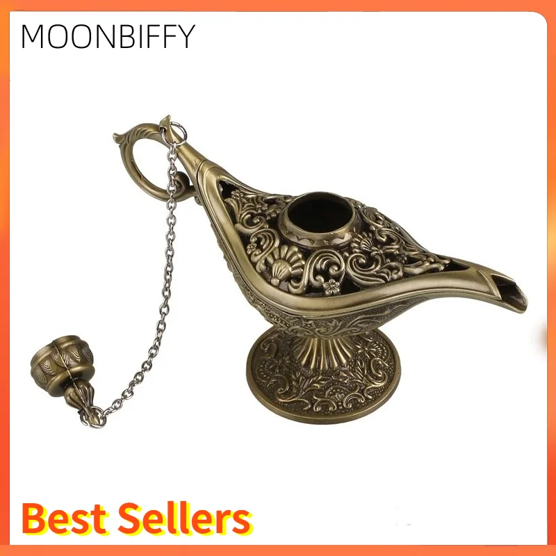 

Retro Aladdin Lamp Teapot Metal Tea Lamp Zinc Alloy Office Home Desktop Decoration Collection Craft Decoration Ornament Decor
