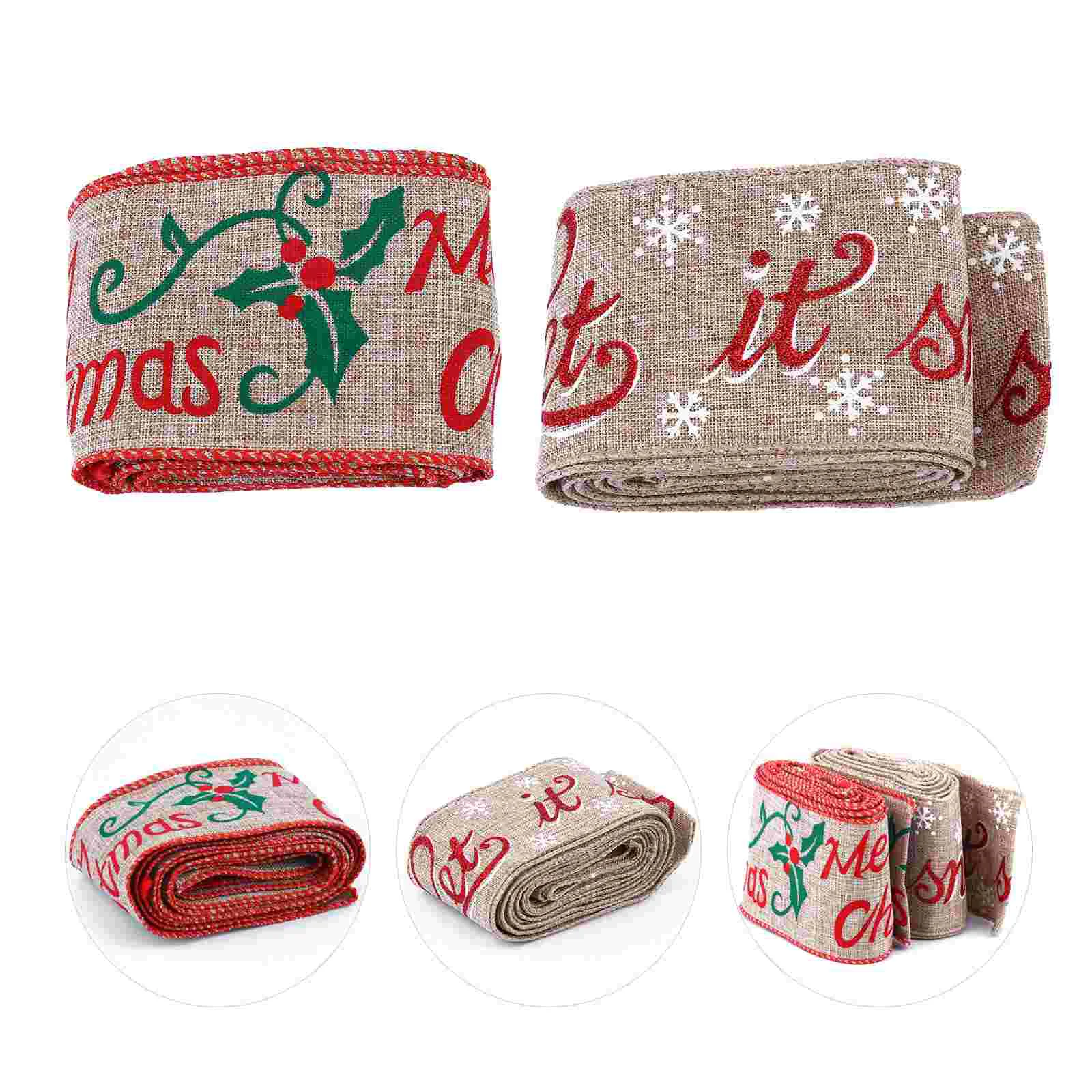 

2pcs Xmas Gift Wrapping Ribbon Stylish Packing Ribbon Creative DIY Ribbon