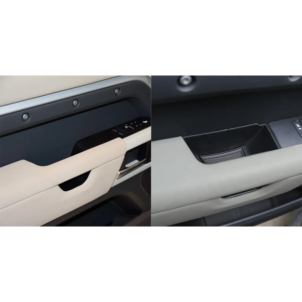 

2pcs Car Door Storage Box Phone Tray 2020-2023 For Defender 90 110 Black Plastic Interior Car Truck Accessories