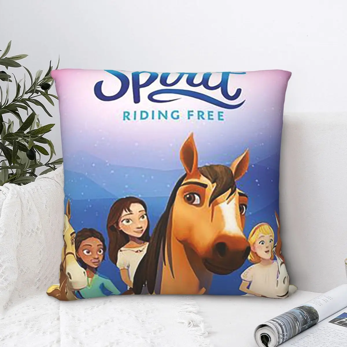 Cute Spirit Riding Free Pillowcase Soft Polyester Cushion Cover Gift Pillow Case Seater Zippered 45X45cm |