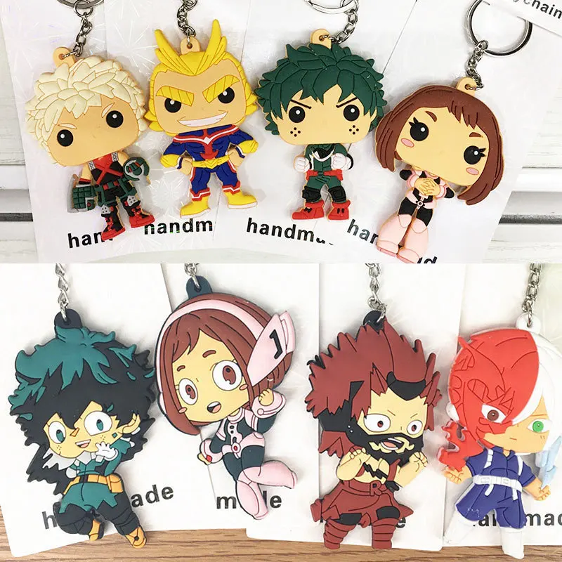 

Anime My Hero Academia Keychain Cosplay Todoroki Shouto Rubber Key Chain Pendant Keyring Fans Figure Toys Gift