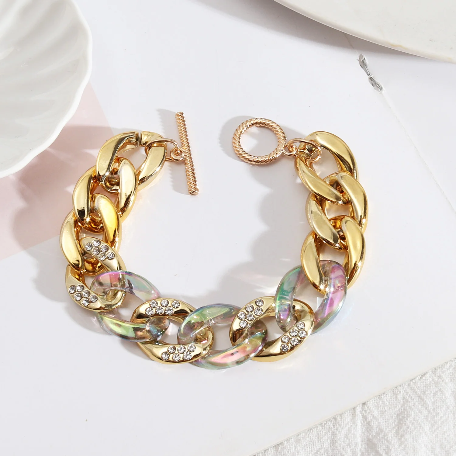 Милые яркие кристаллы карамельного цвета акриловые звенья браслеты-цепочки для