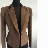 womens brown vintage office commuter single button custom blazer