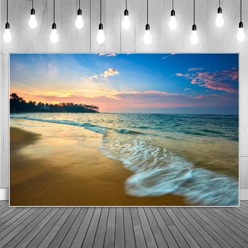 

Beach Sunset Glow Waves Photography Backgrounds Summer Tropical Seaside Sands Clouds Sunsetting Backdrops Photographic Portrait