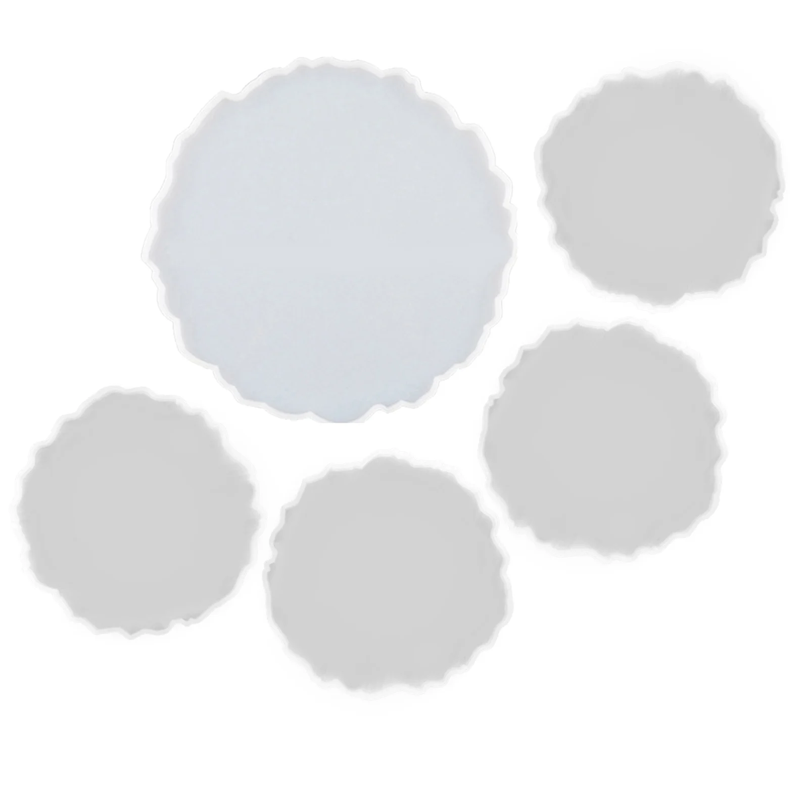 

5pcs For Resin Casting Cup Mat DIY Craft Home Decoration Art Irregular Wave Shape Round Coaster Mold Gift Concrete Soft Silicone