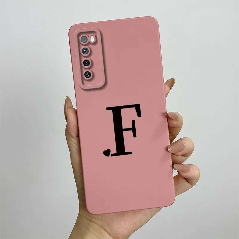 For Huawei nova 7 5G Case SE Cover JEF-NX9 CDY-NX9A CDY-NX9B Cute Letters Square Phone Shockproof Back