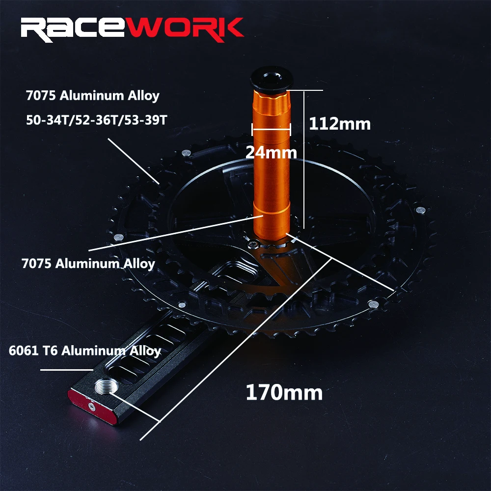 Racework шоссейный коленчатый вал 50-34T/52-36T/53-39T GXP 170 мм складной велосипед 9S/10S/11S/12S