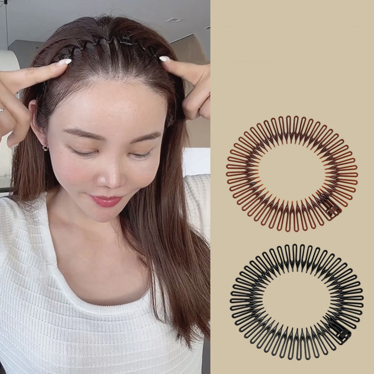 

Fashion Stretch Hairband For Women Plastic Flexible Circle Headband Wavy Hair Hoop Face Wash Fixed Hair Accessories