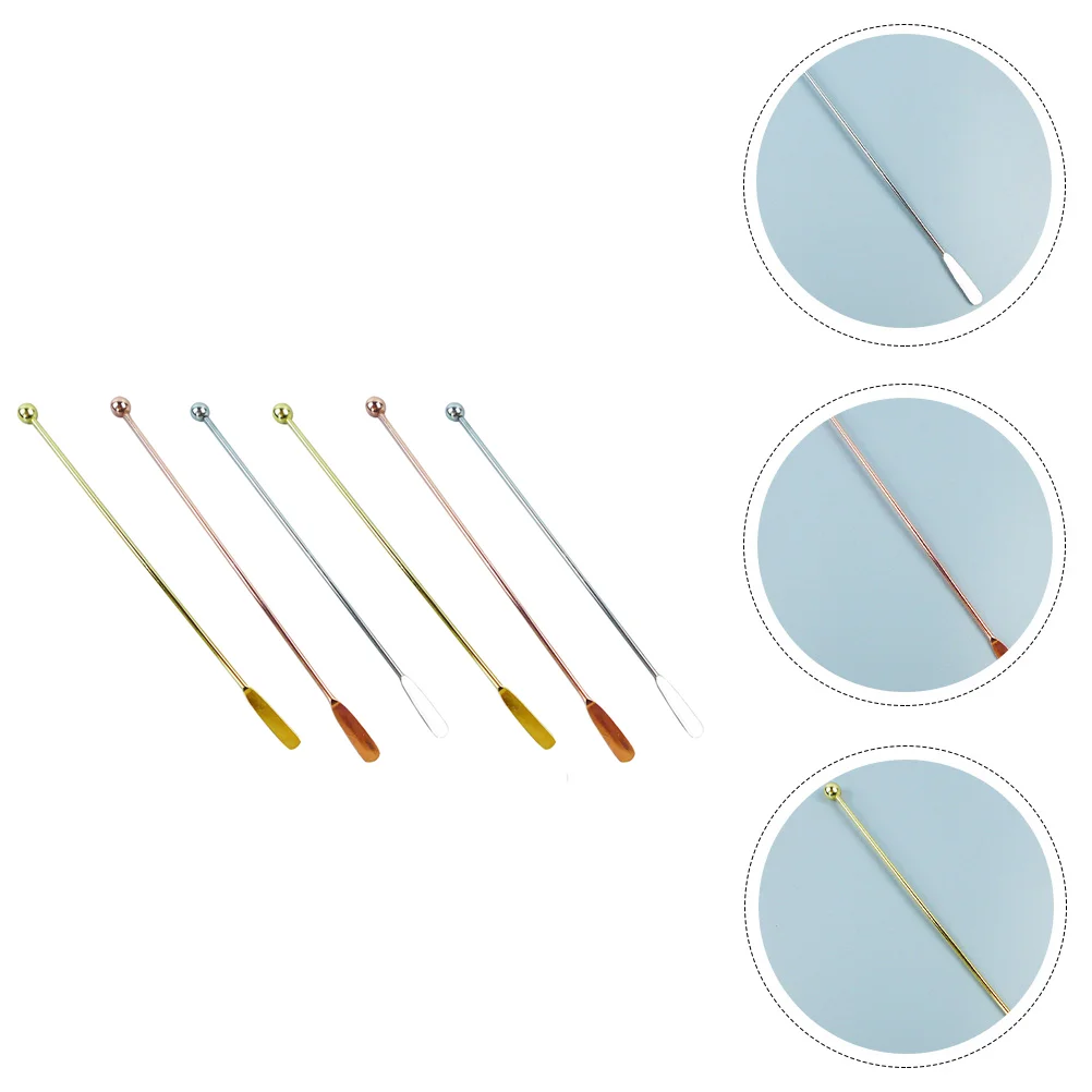 

6Pcs Stainless Steel Honey Sticks Stirring Sticks Stirring Rods (Assorted Color)