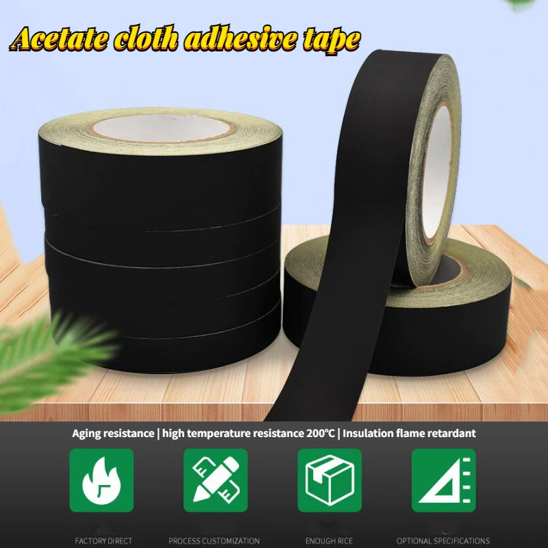 

30M Black Acetate Cloth Single-sided Adhesive Tape Wire Bnding High Temperature Resistance Tape for Electric Phone LCD Repair