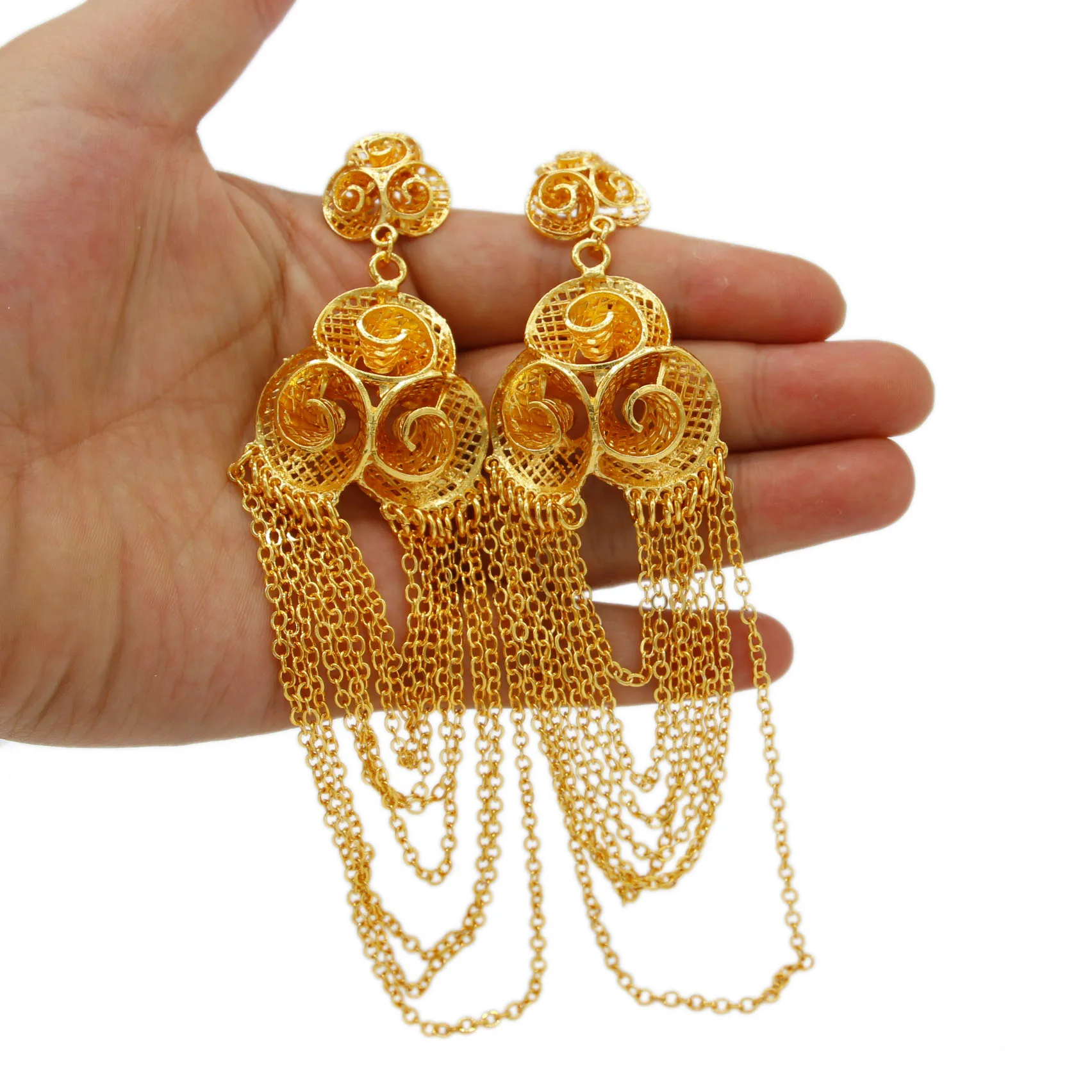 Новые роскошные серьги Apingxun из Дубая золотого цвета африканские эфиопские