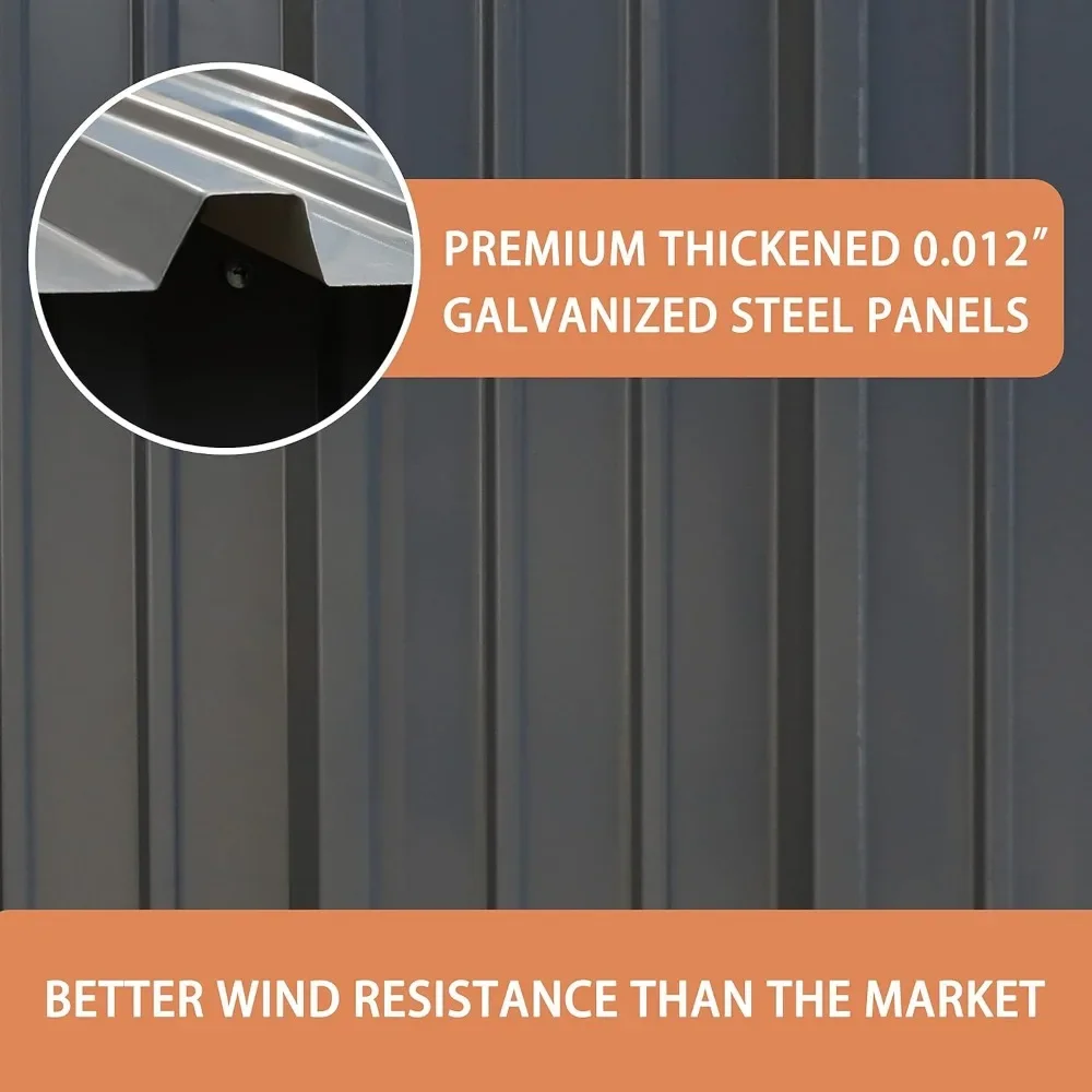 Сарай 8x10 футов из утолщенной оцинкованной стали уличный сарай с запираемой