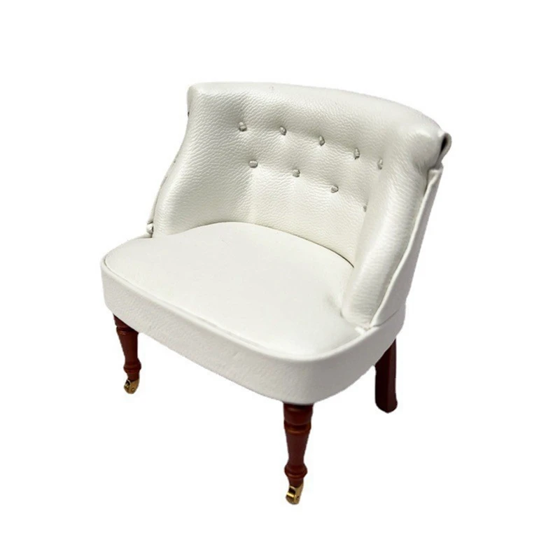 

1:12 Dollhouse Miniature Sofa Leather European Style Sofa Doll House Furniture Living Room Decors